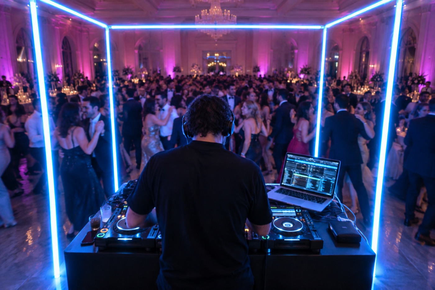 Cabine DJ dans la cage LED
